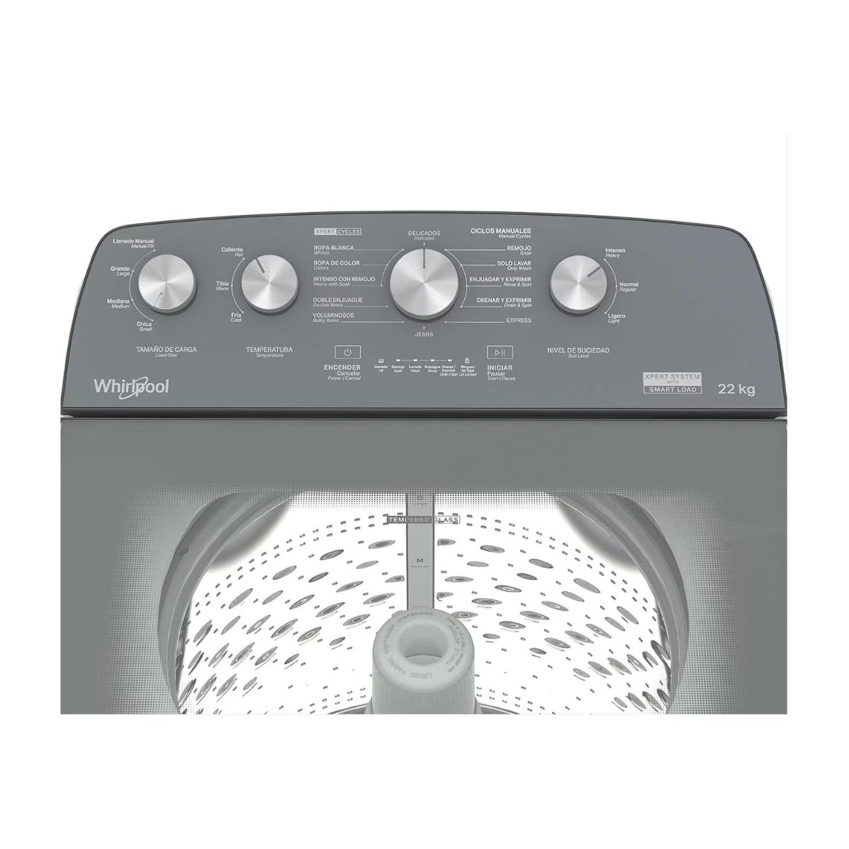Lavadora 22kg automatica tapa cristal agitador whirlpool