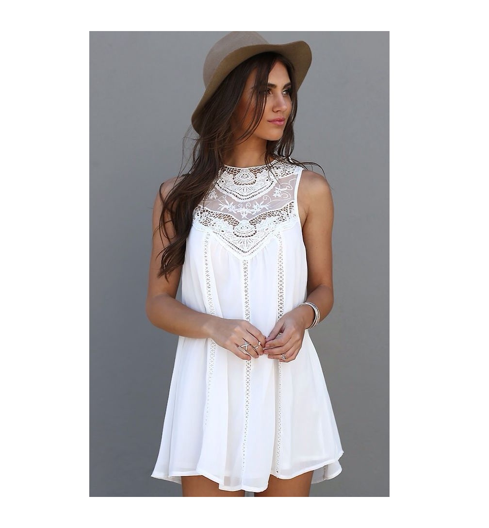 Vestido Blanco Corto Sin Mangas