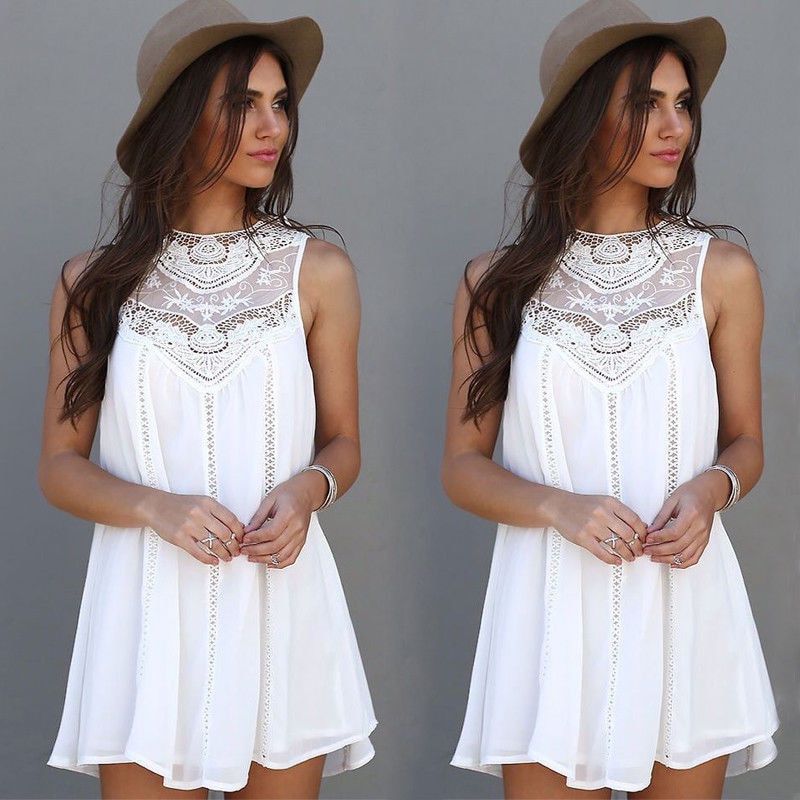 Vestido Blanco Corto Sin Mangas