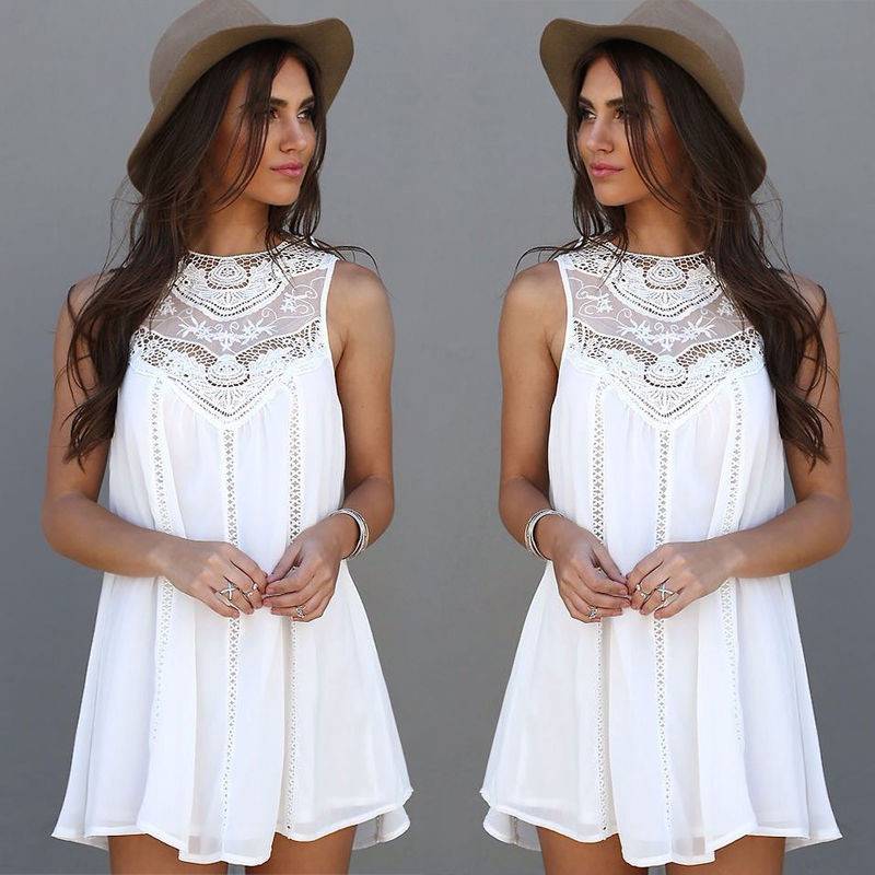 Vestido Blanco Corto Sin Mangas
