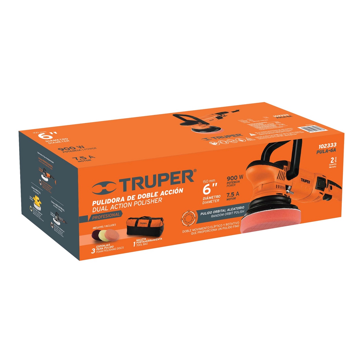 Pulidora para autos doble acción 6" 900 W, profesional, Truper