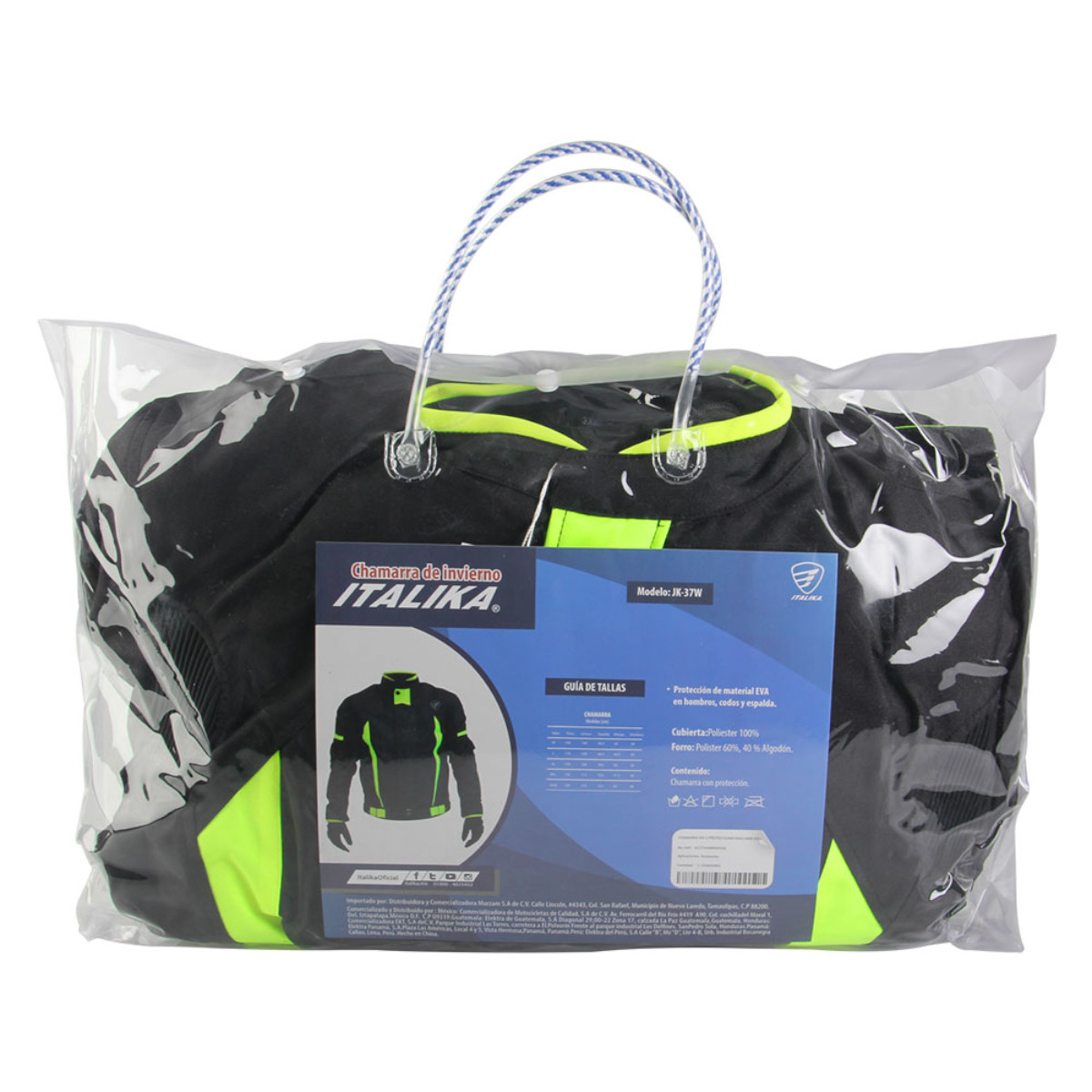 Chamarra Motocicleta Italika reflejante protección hombros codo y espalda T-XL