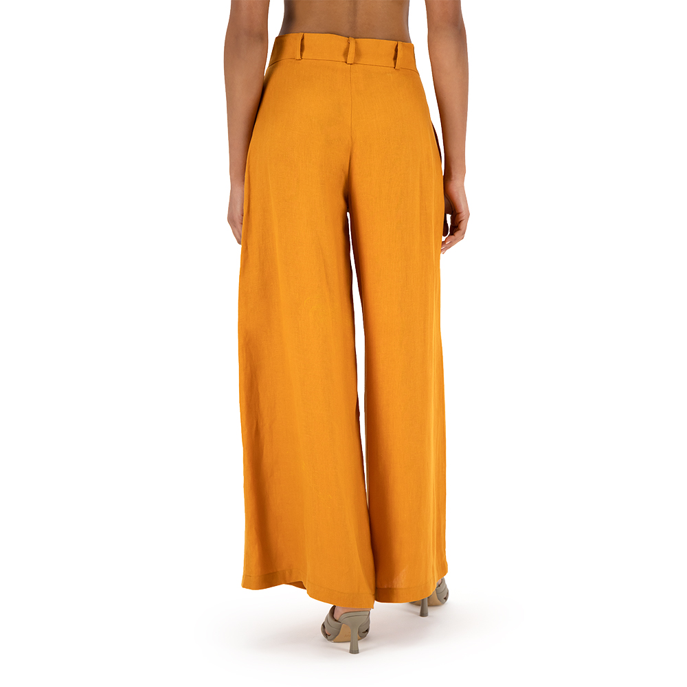 Pantalón Merkabá pata de elefante mostaza lino