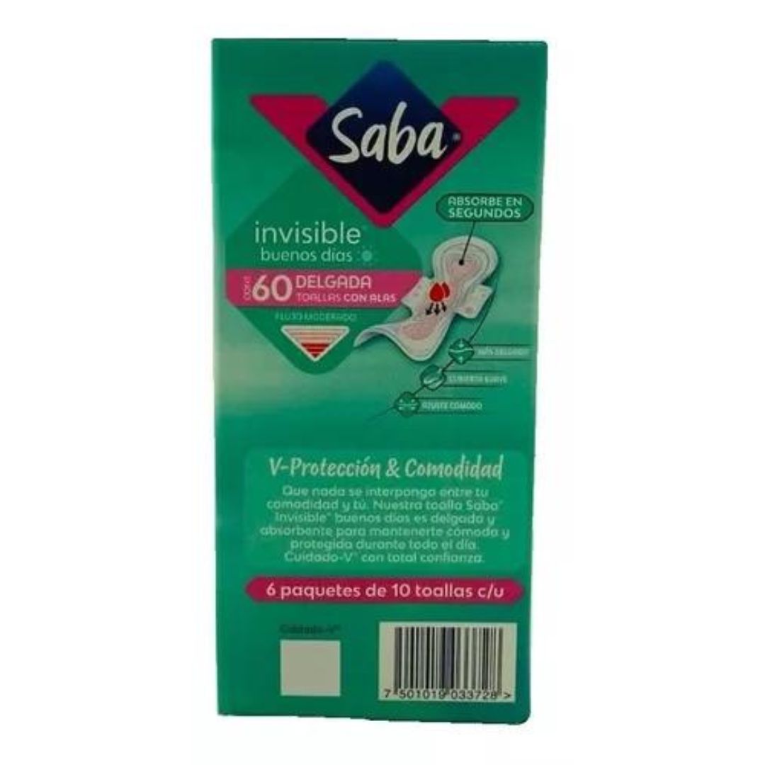 Toallas Saba Invisible Buenos Dias Con Alas 60 Piezas