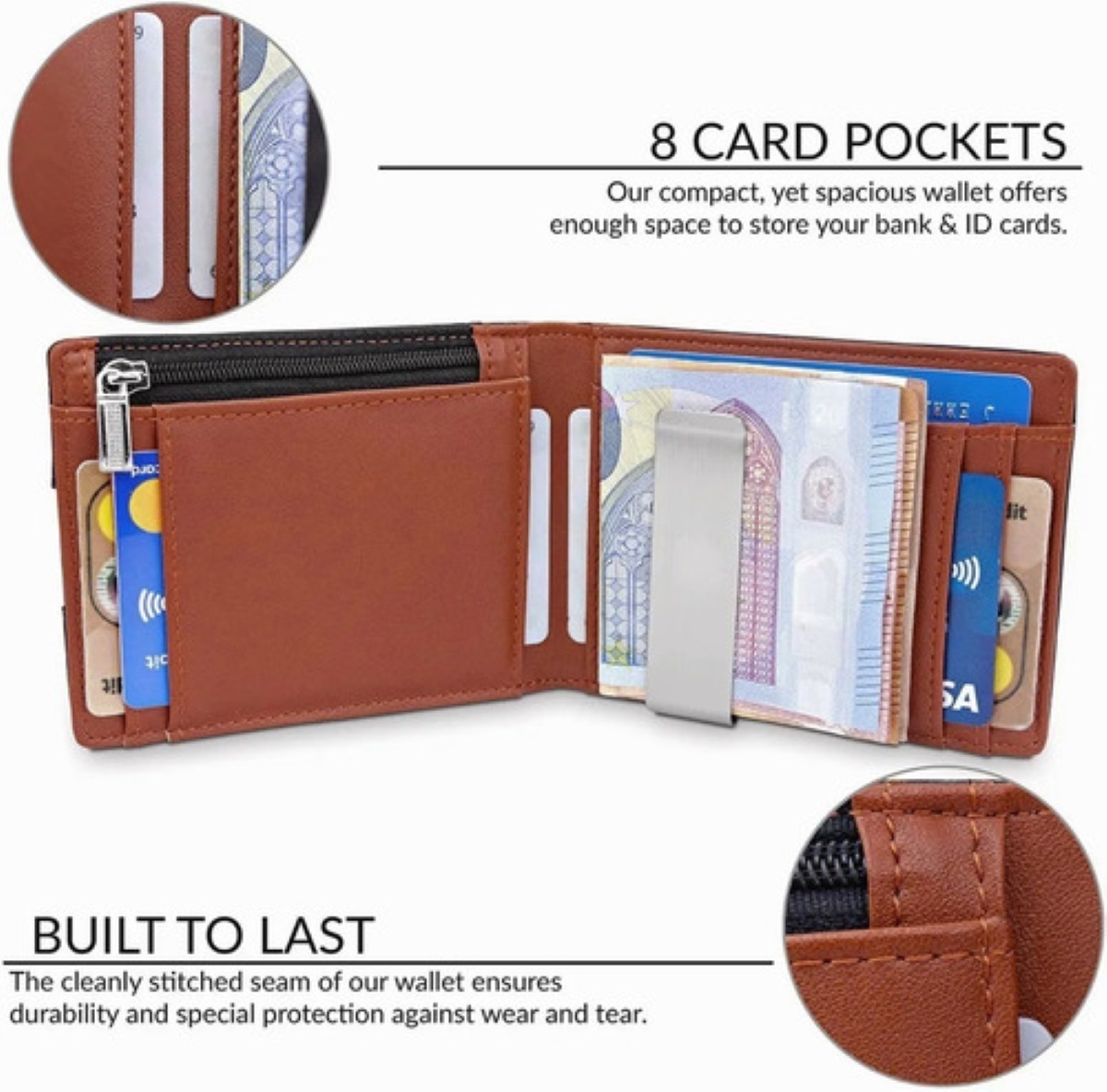 Cartera De Cuero Con Rfid Bloqueo Para Hombre Negro