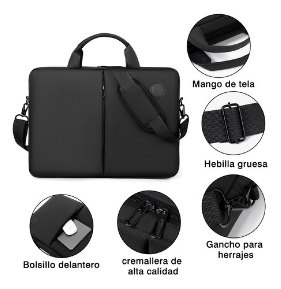 Maletín Impermeable Para Portátil De 15,6 Pulgadas Negro