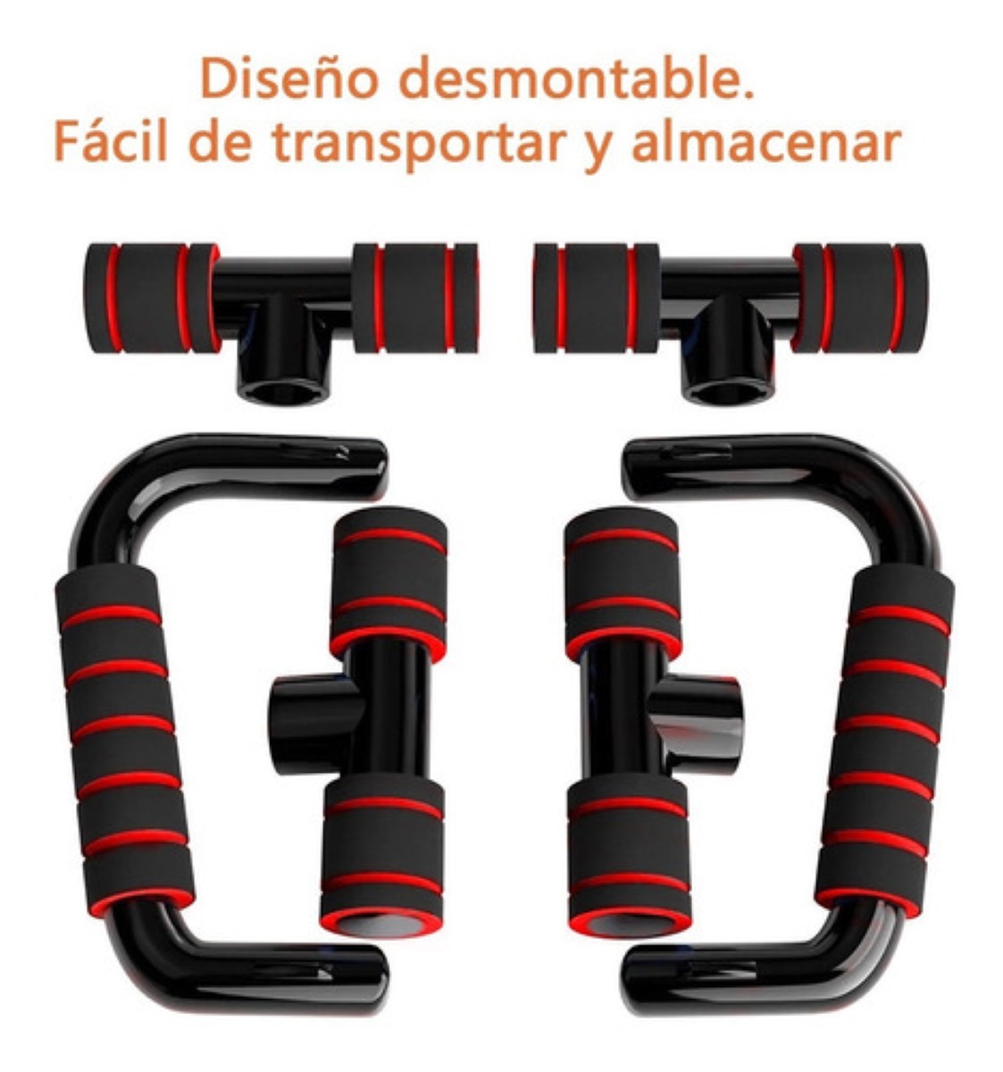 Par De Barras Para Hacer Metal Lagartijas Gym Negro Rojo