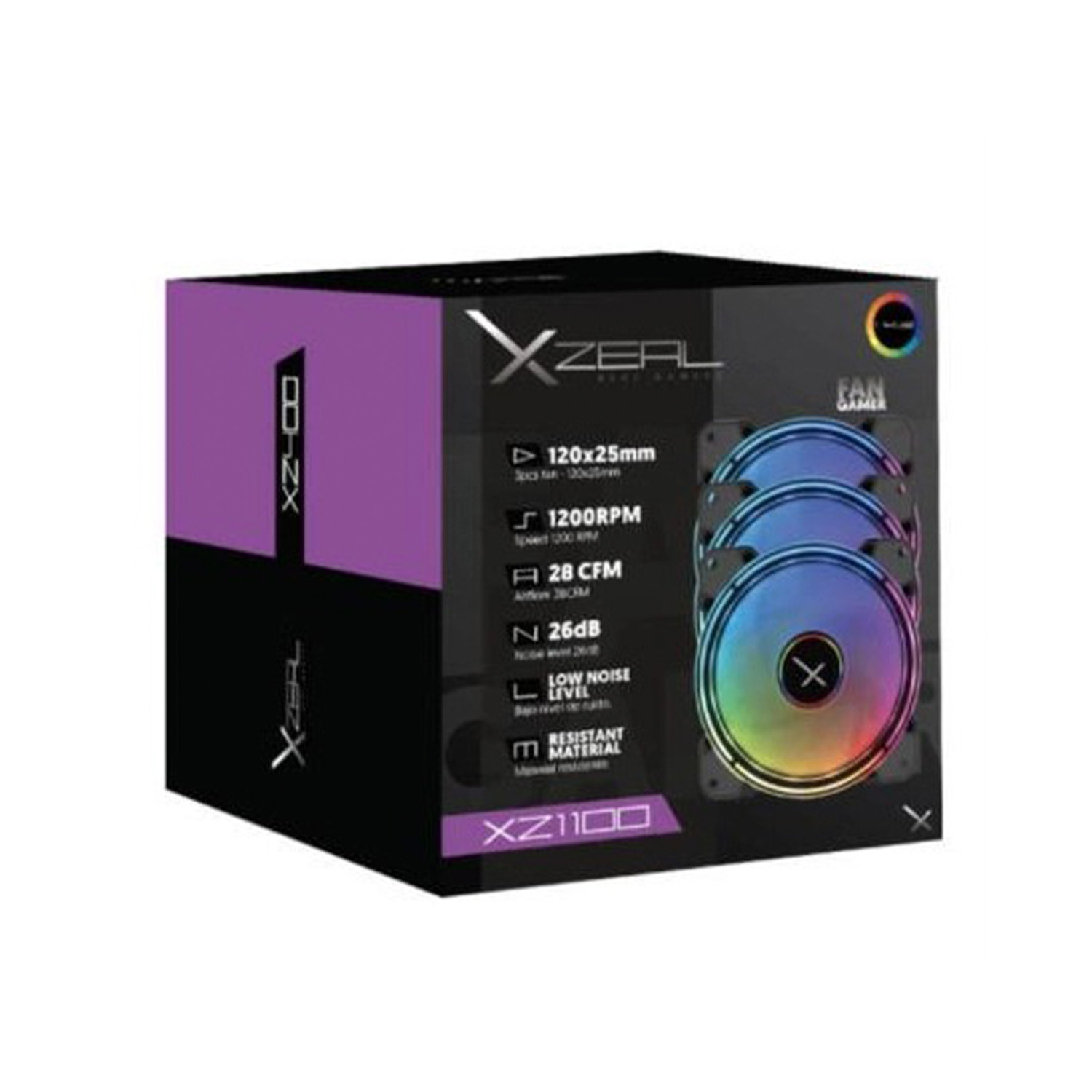 Kit De Ventiladores Xzeal Rgb Led 120 Negro XZ1100 