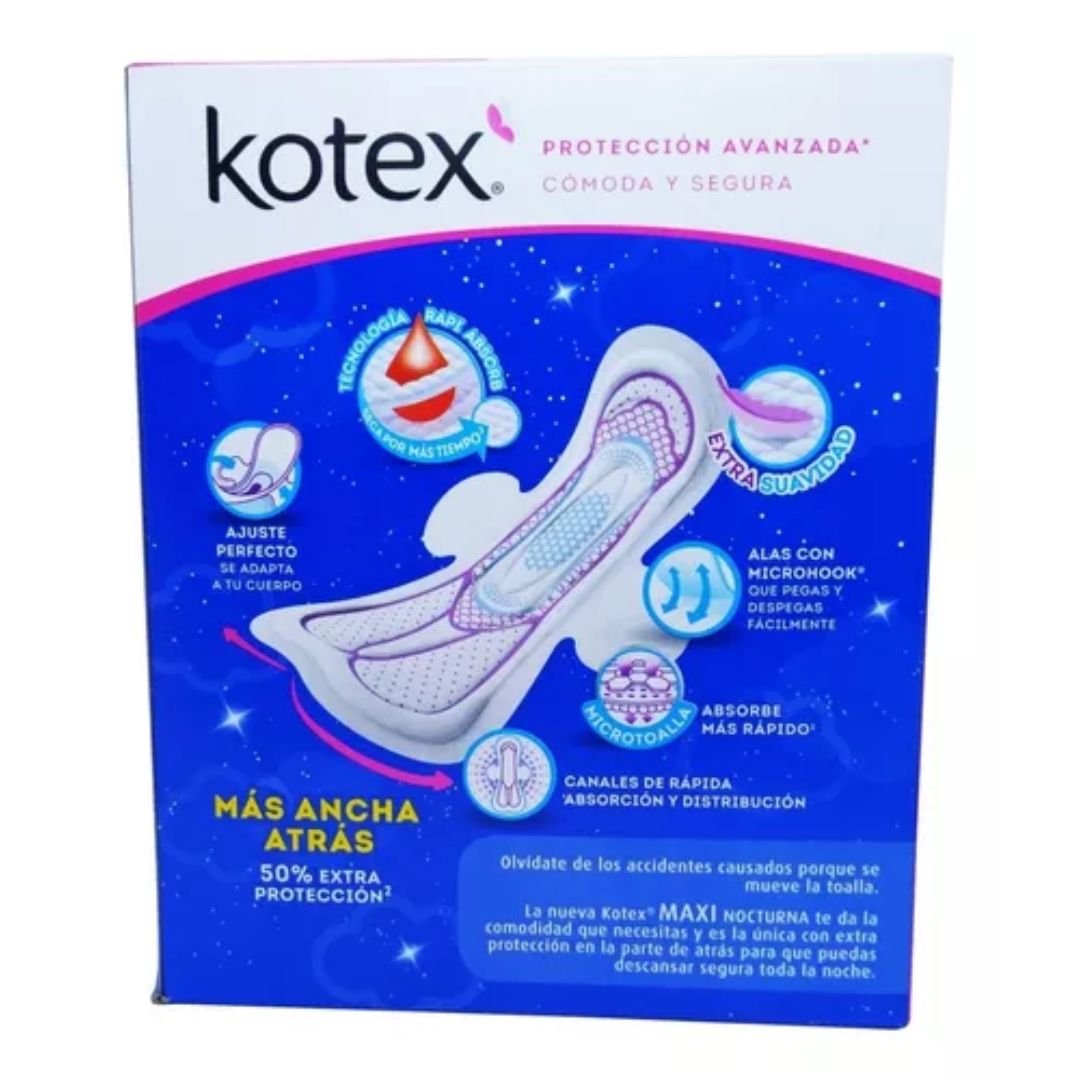 Toallas Femeninas Kotex Maxi Nocturna Con Alas 60 Piezas