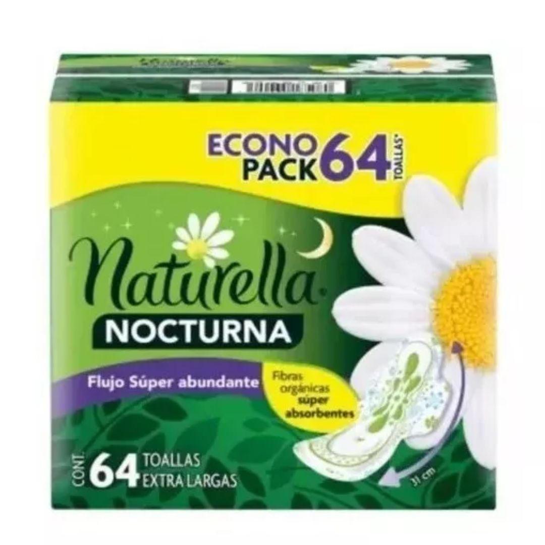 Toallas Femeninas Naturella Nocturna Extra Larga 64 Piezas
