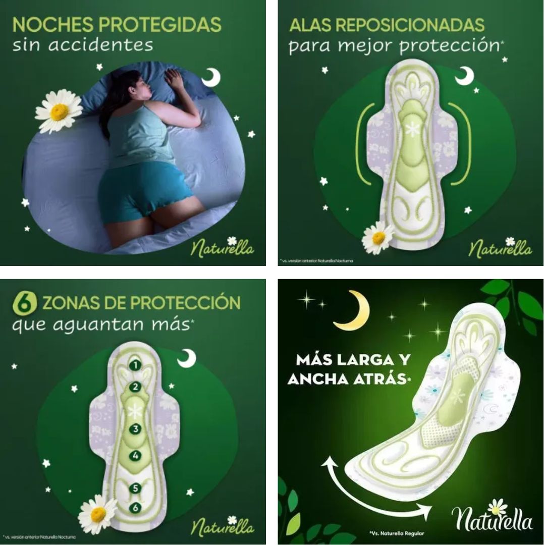 Toallas Femeninas Naturella Nocturna Extra Larga 64 Piezas