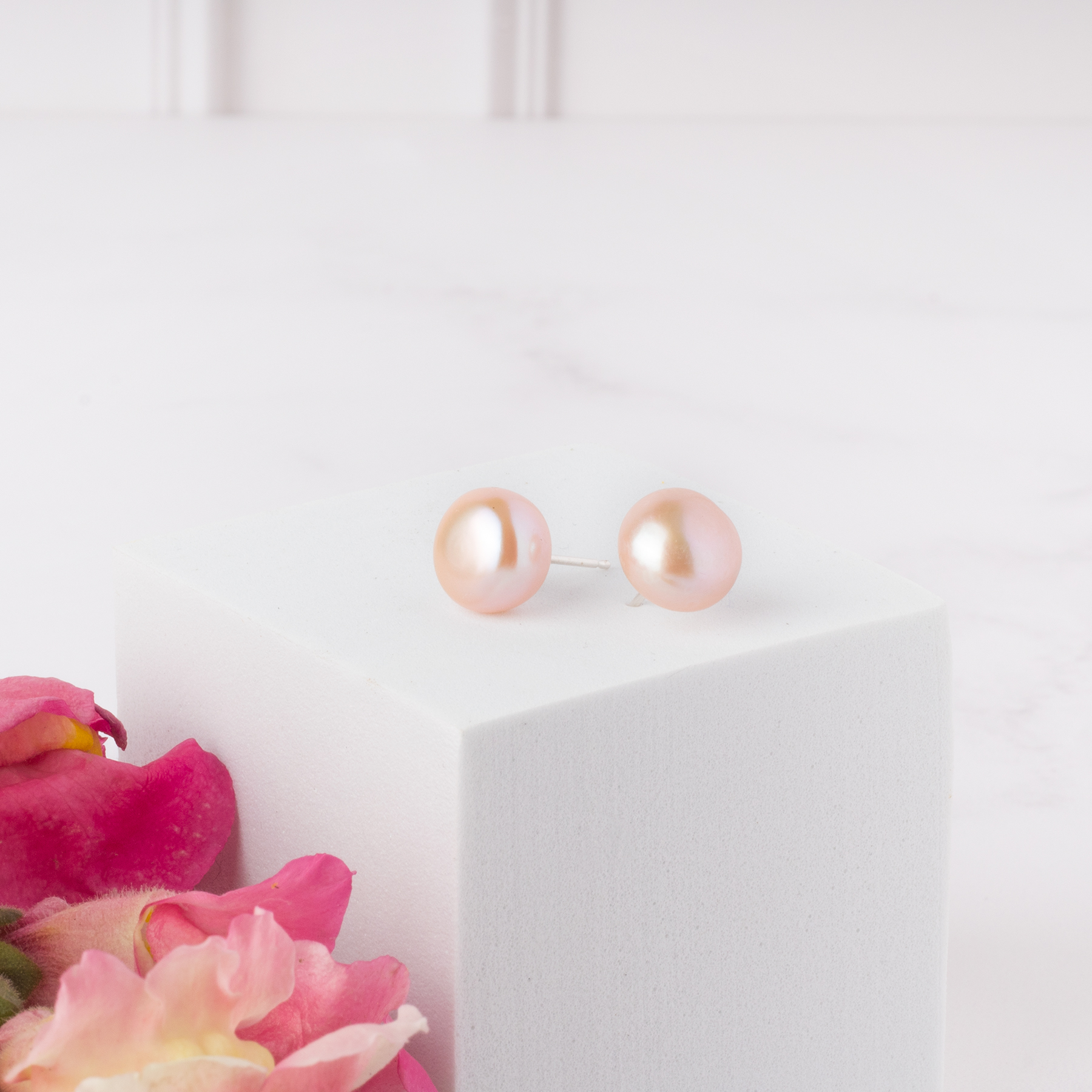 Aretes perla rosa grande , Joyería para Mujer de Anante Joyería