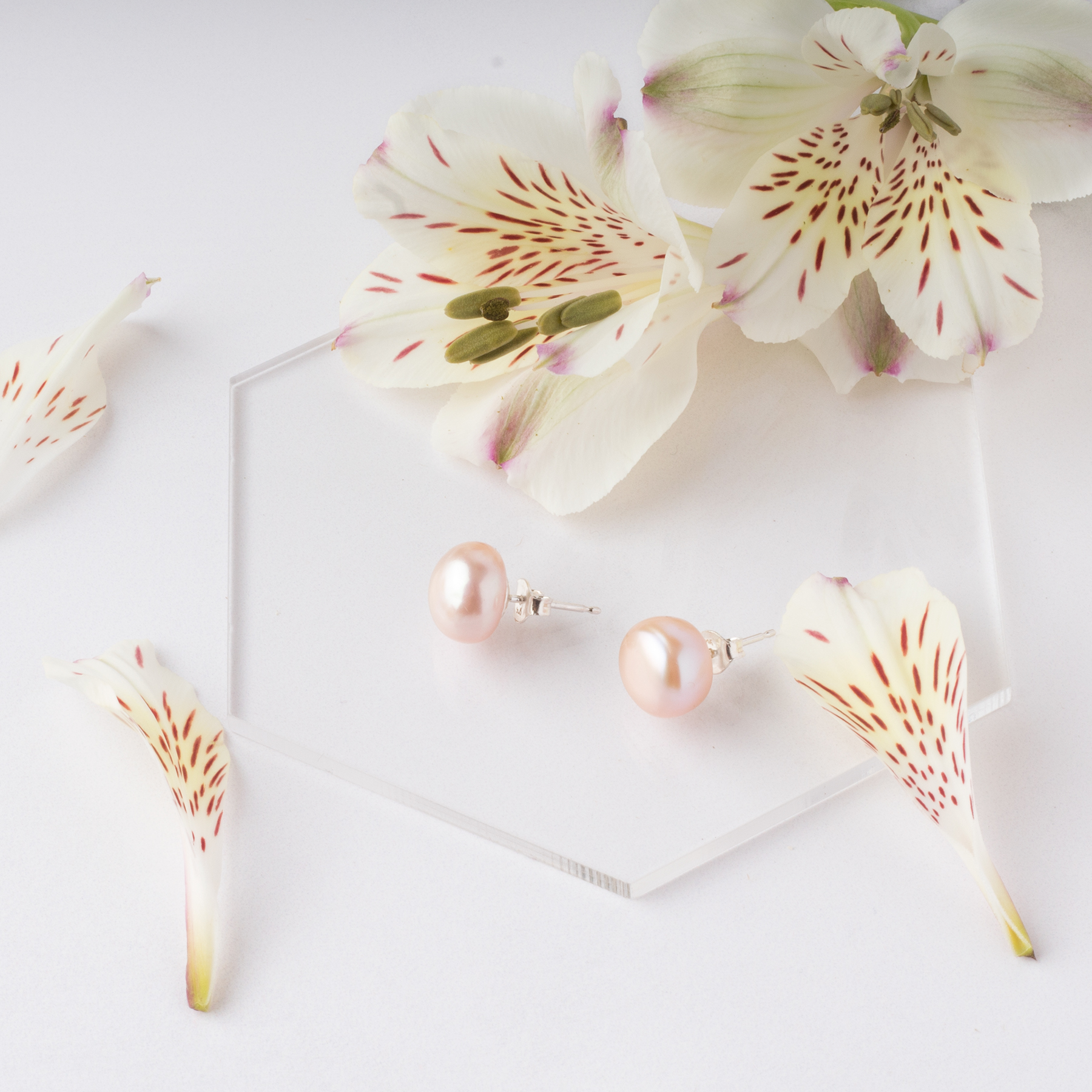 Aretes perla rosa grande , Joyería para Mujer de Anante Joyería