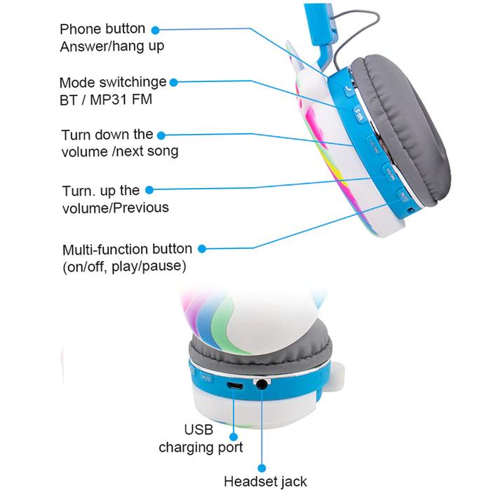  Auriculares con Cable Desmontable, MXPEY-001-25, Azul, Jack 3.5mm, Cable 1.2m, 108±3dB, 20Hz a 20000Hz, ColorfulPegasus