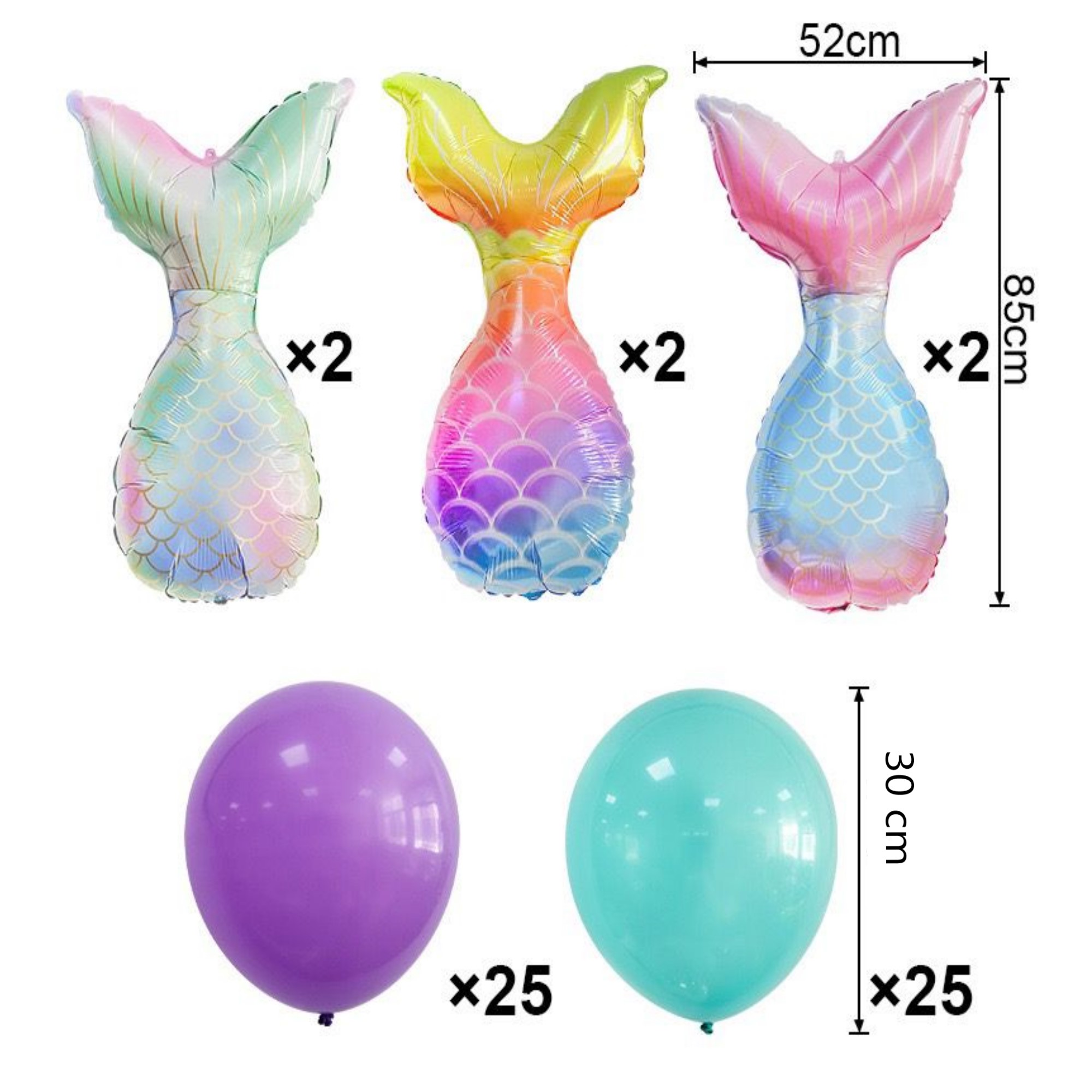 Colas De Sirena Globos Para Decoración Kit Fiesta Mermaid