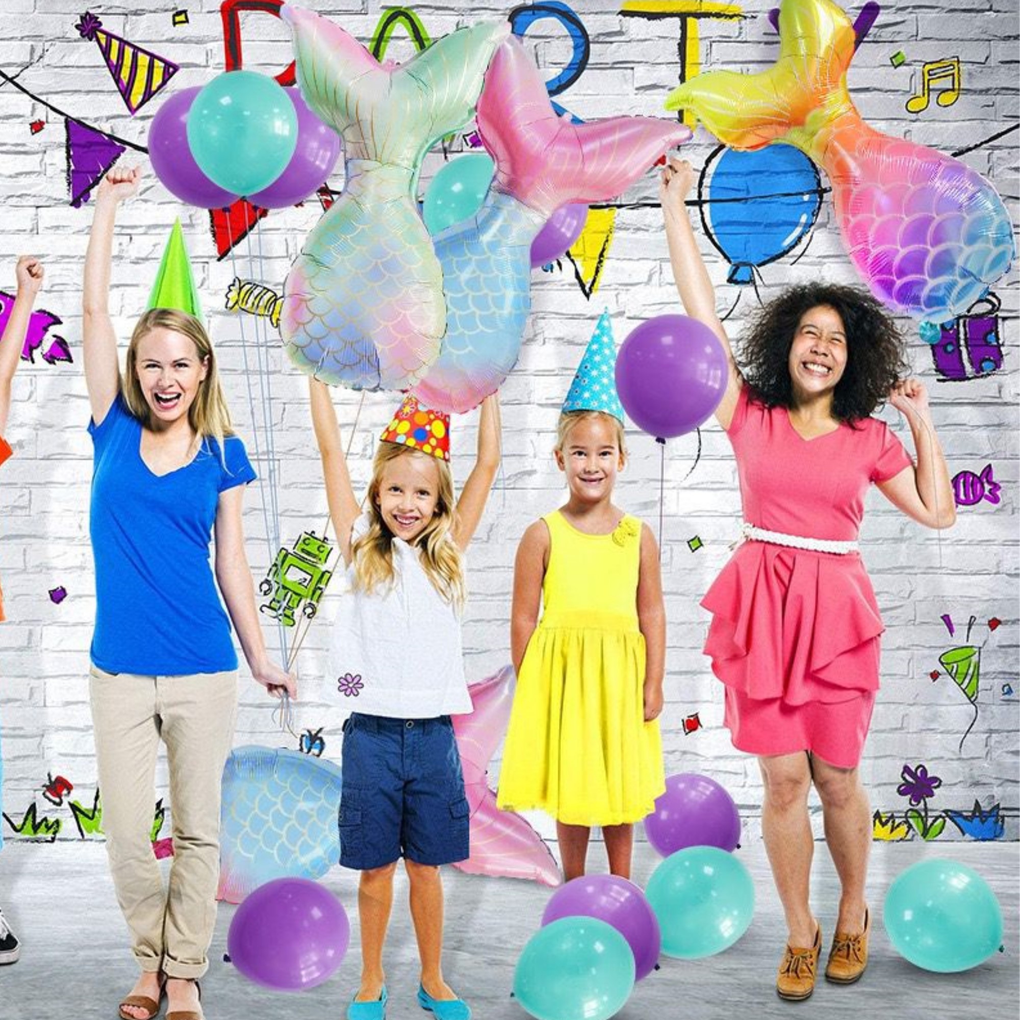 Colas De Sirena Globos Para Decoración Kit Fiesta Mermaid