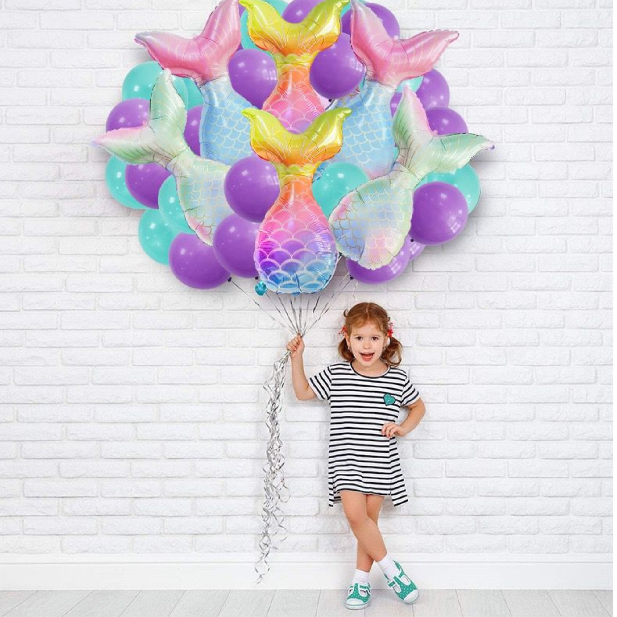 Colas De Sirena Globos Para Decoración Kit Fiesta Mermaid