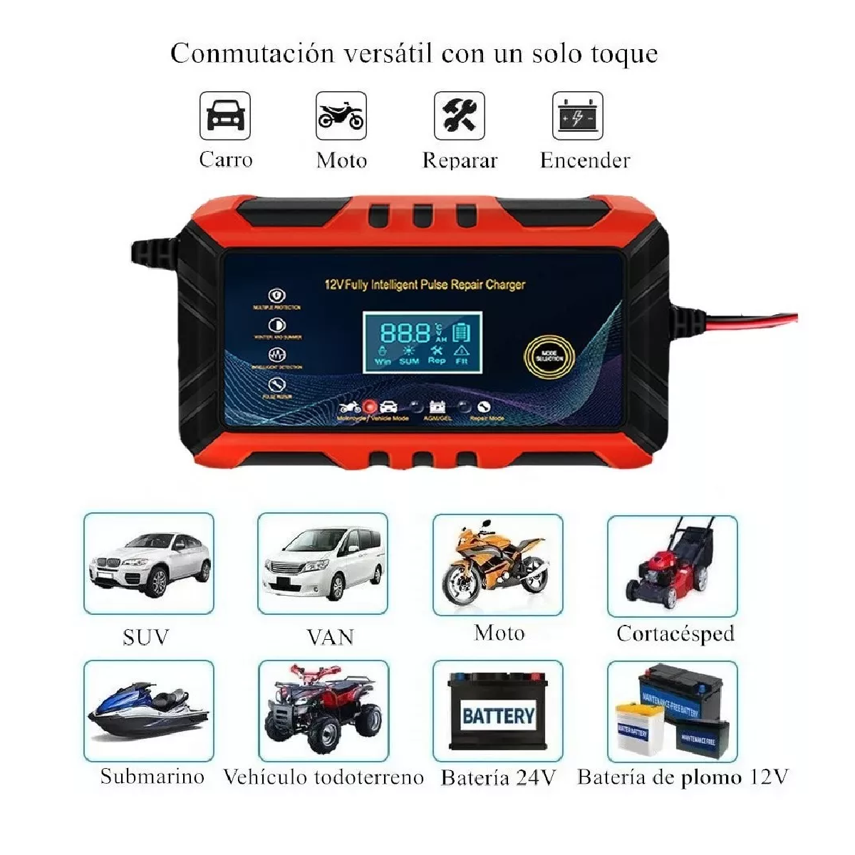 Cargador Inteligente Para Baterías De 12v 6a P/auto, Moto