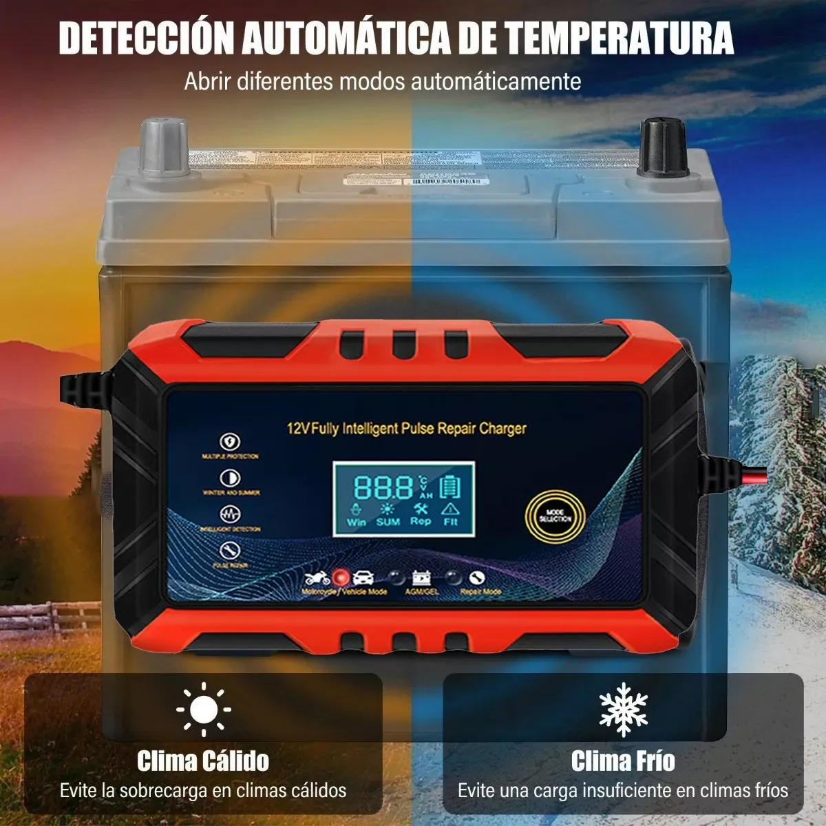 Cargador Inteligente Para Baterías De 12v 6a P/auto, Moto