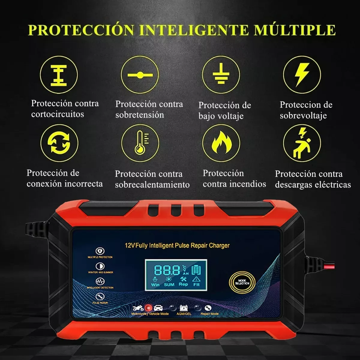 Cargador Inteligente Para Baterías De 12v 6a P/auto, Moto