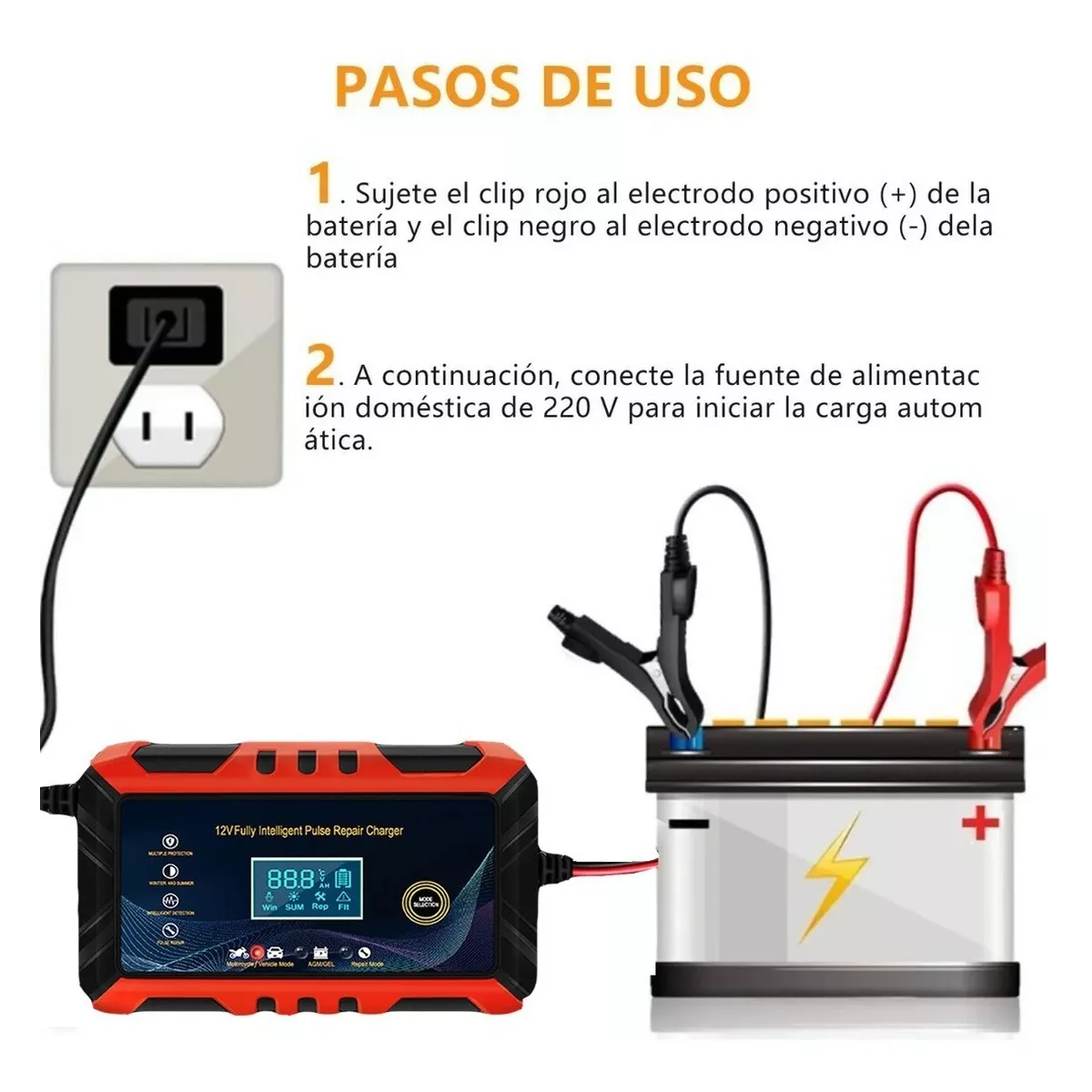 Cargador Inteligente Para Baterías De 12v 6a P/auto, Moto