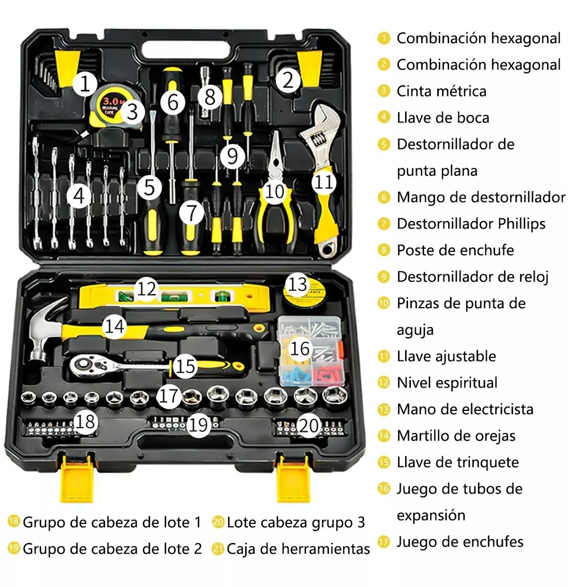 Juego De Herramientas Hardware Manual Para El Hogar  Estuche Negro