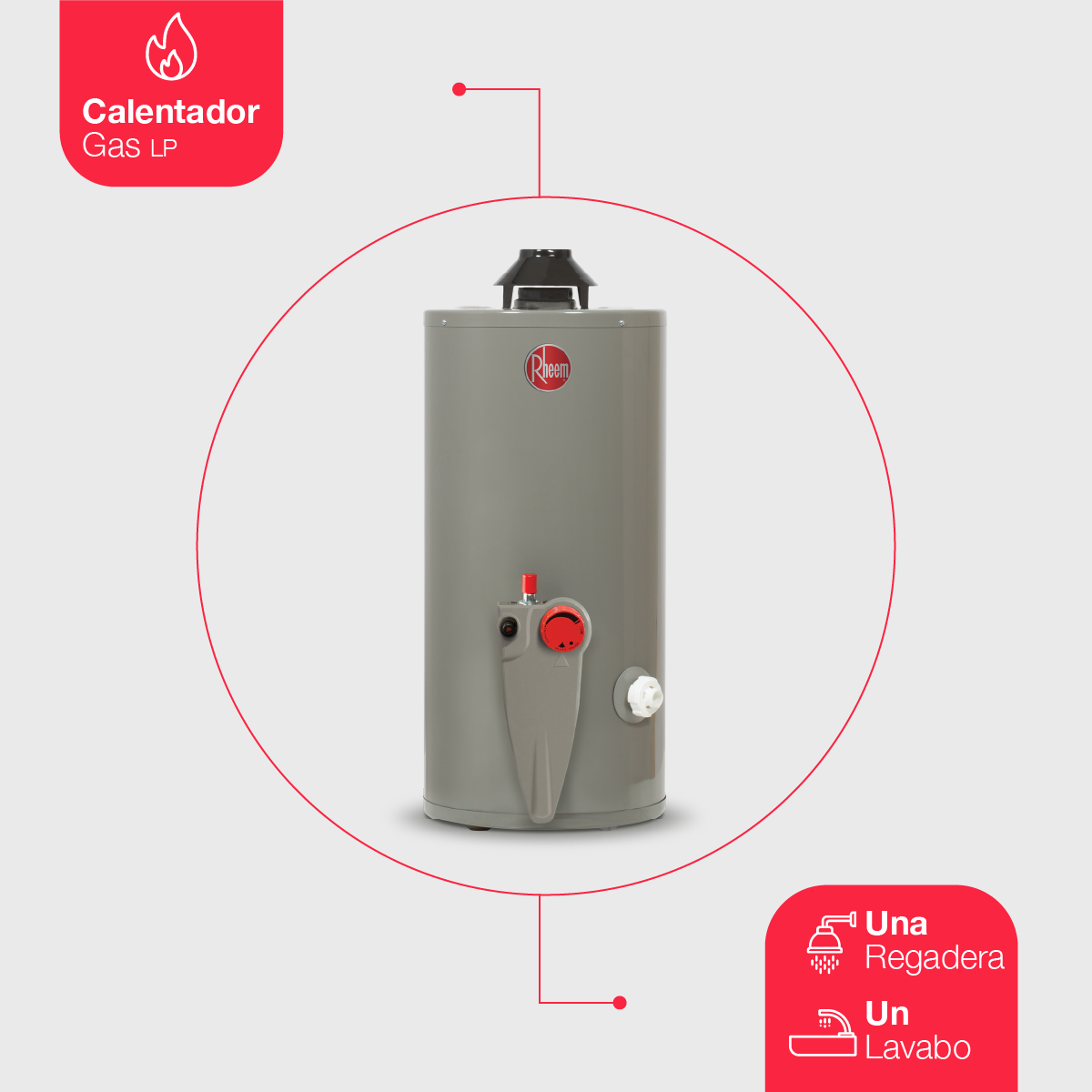 Calentador de Agua de Deposito 49 Litros a Gas LP 1.5 Servicios