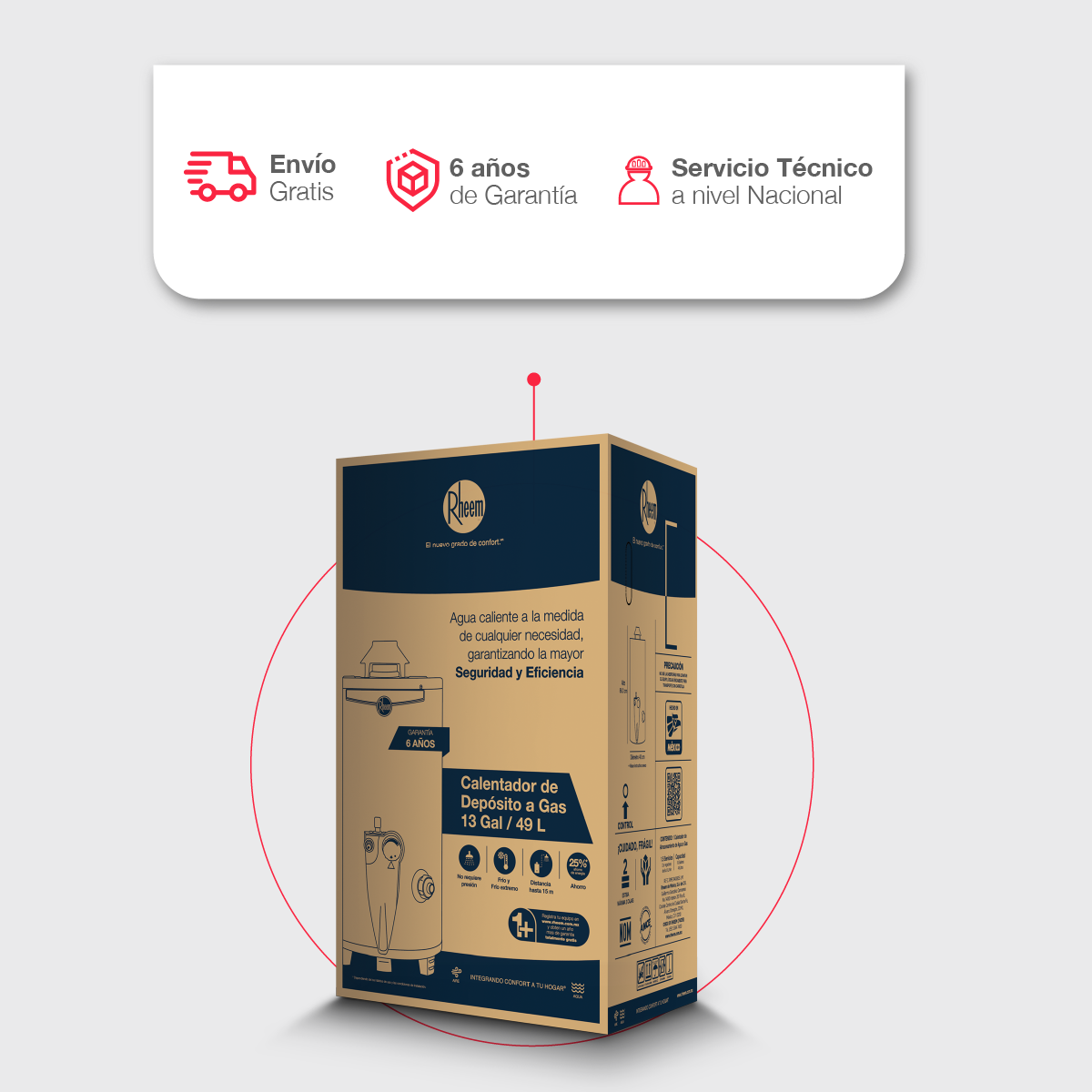 Calentador de Agua de Deposito 49 Litros a Gas LP 1.5 Servicios