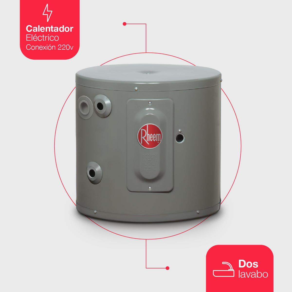 Calentador de Agua de Deposito Electrico 23 Litros 220 V 2 Lavabos