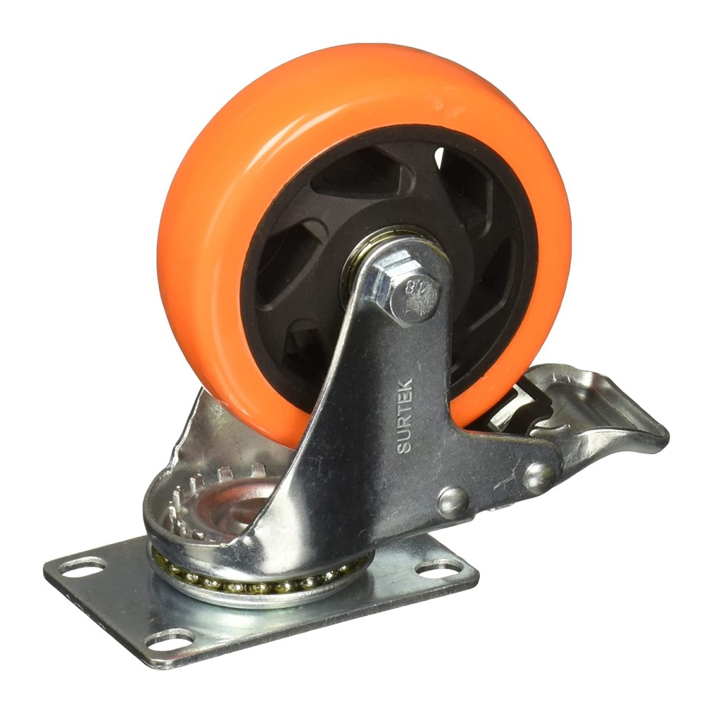 Rodaja PVC Naranja Giratoria C/Freno Rin 4PulG Surtek