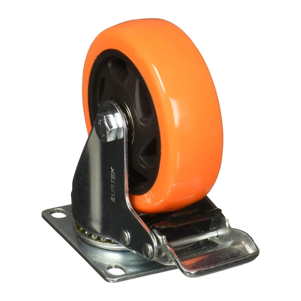 Rodaja PVC Naranja Giratoria C/Freno Rin 4PulG Surtek