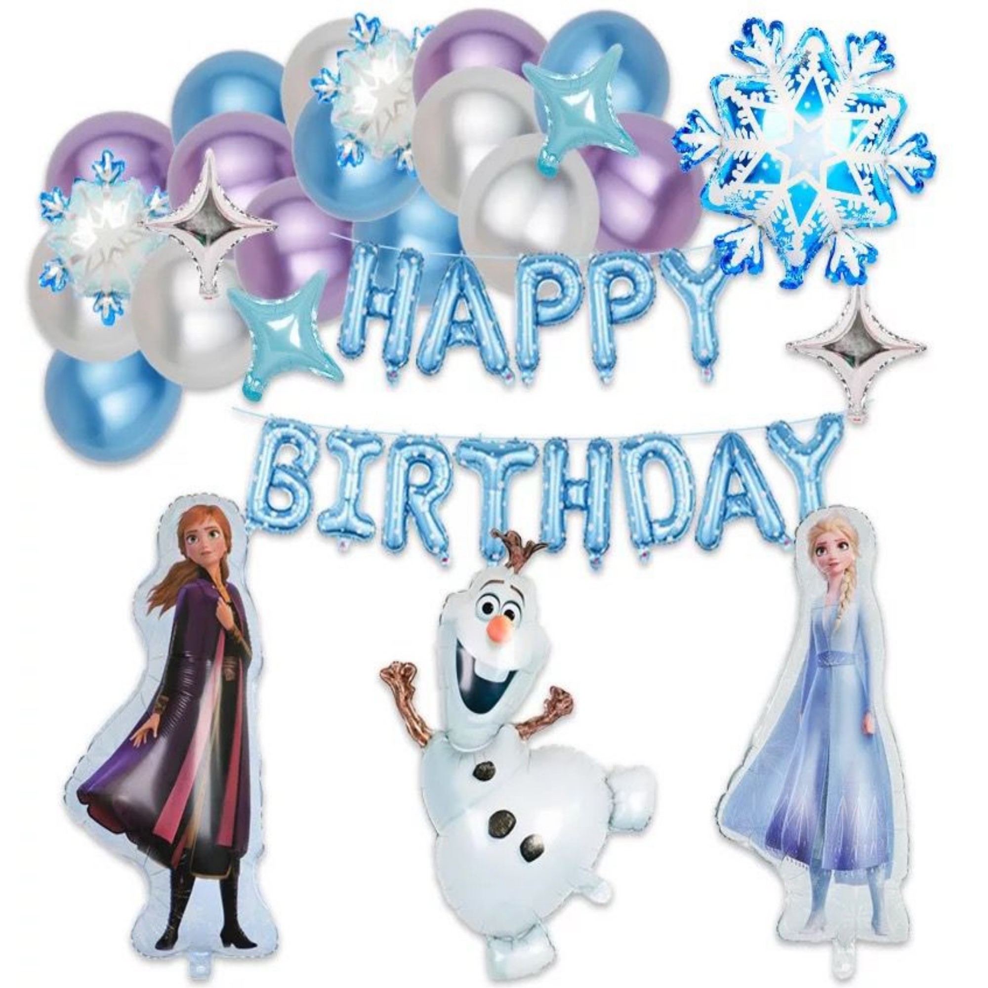 Kit Decoración Frozen Globos De Cumpleaños Fiesta 40 Pzas