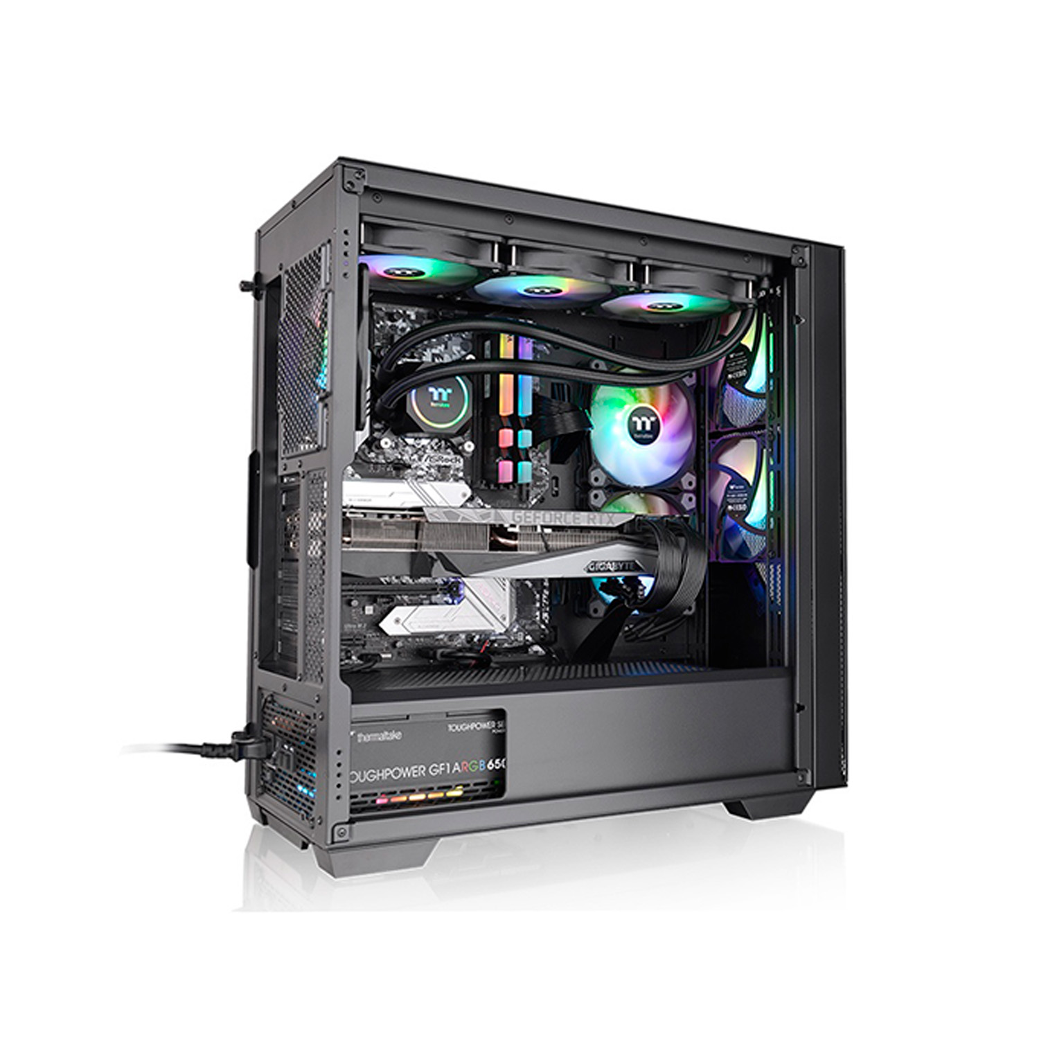 Gabinete Thermaltake Divider 370 TG ARGB ATX Cristal Miditower Usb 3.0 Negro CA-1S4-00M1WN-00.