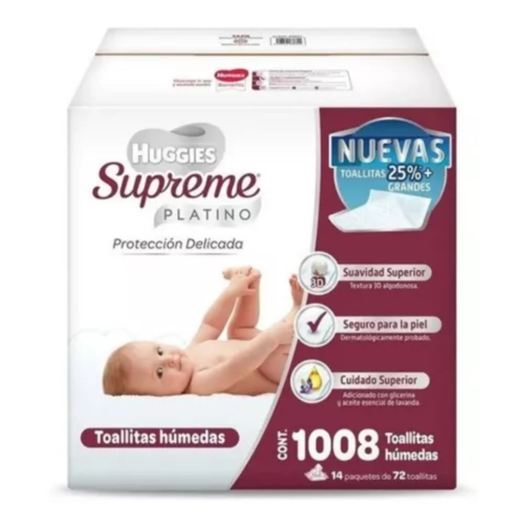 Toallitas Húmedas Huggies Supreme Platino Caja 14 paquetes de 72 toallitas