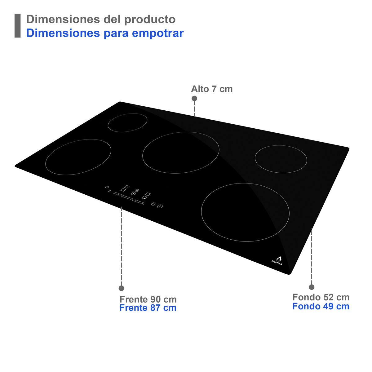 Parrilla Eléctrica De Inducción Magnética A 220v Empotrable Con 5 Quemadores 5Q-IN-220V
