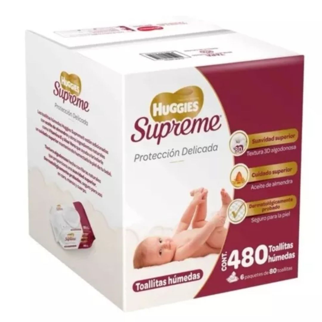 Toallitas Húmedas Huggies Supreme Caja 6 Paquetes De 80 Toallitas