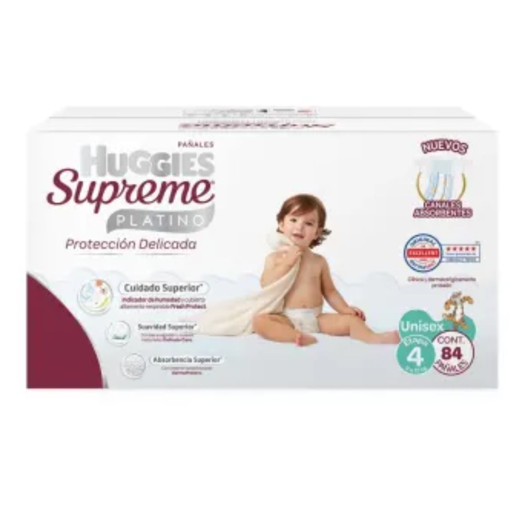 Pañales Huggies Supreme Platino Etapa 4 Con 84 Pz