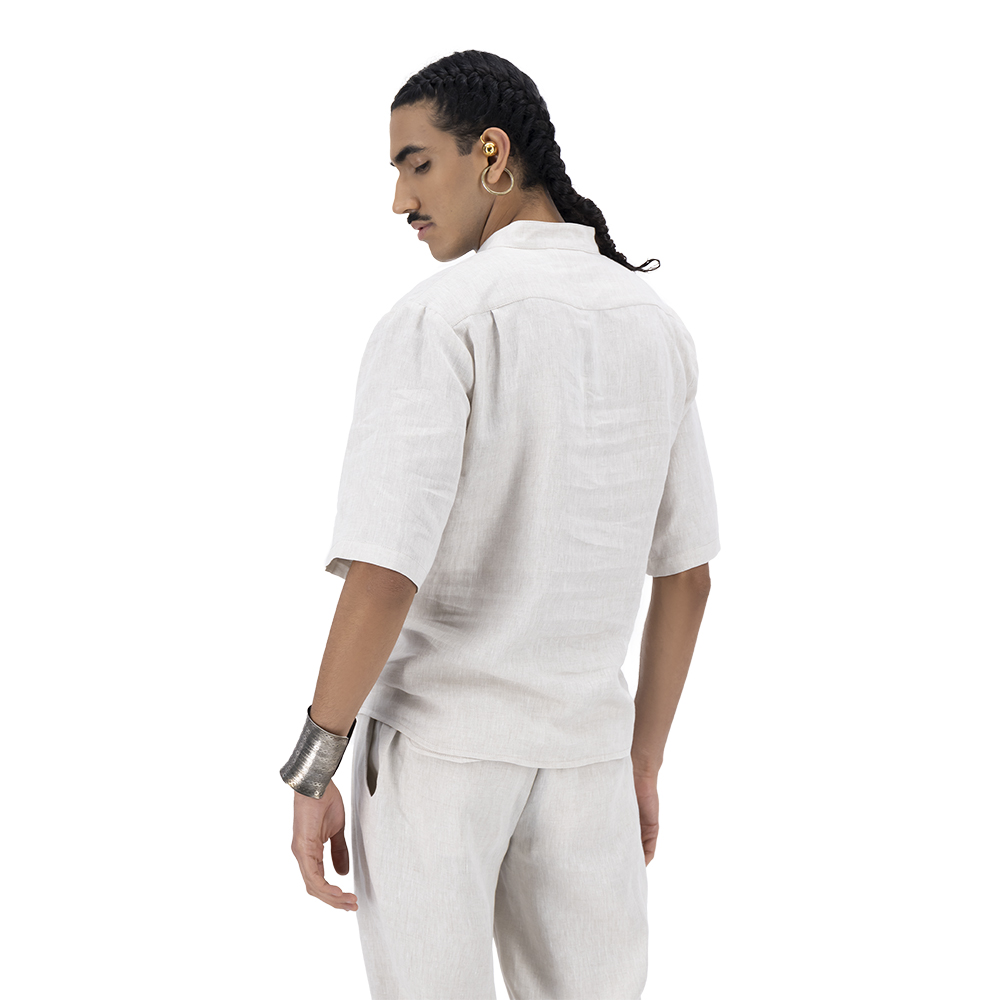 Camisa Merkabá beige lino