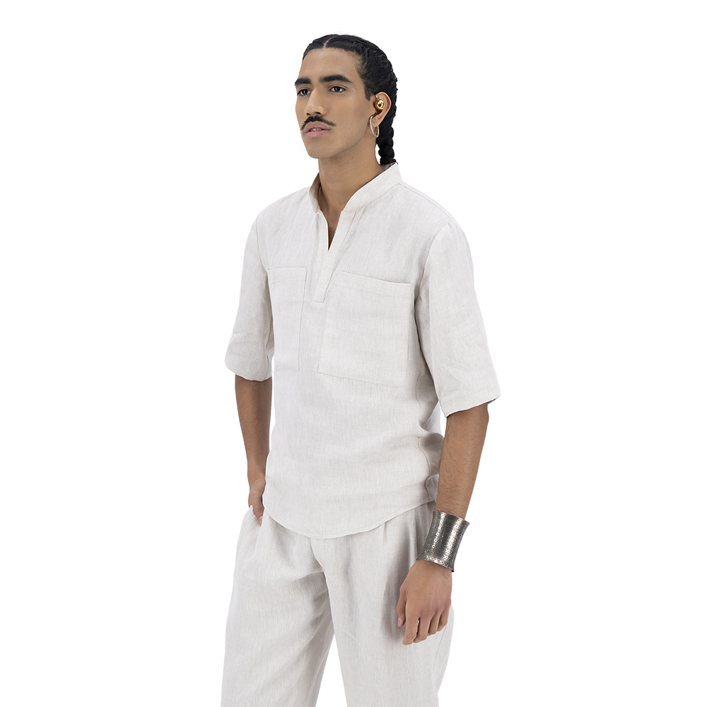 Camisa Merkabá beige lino