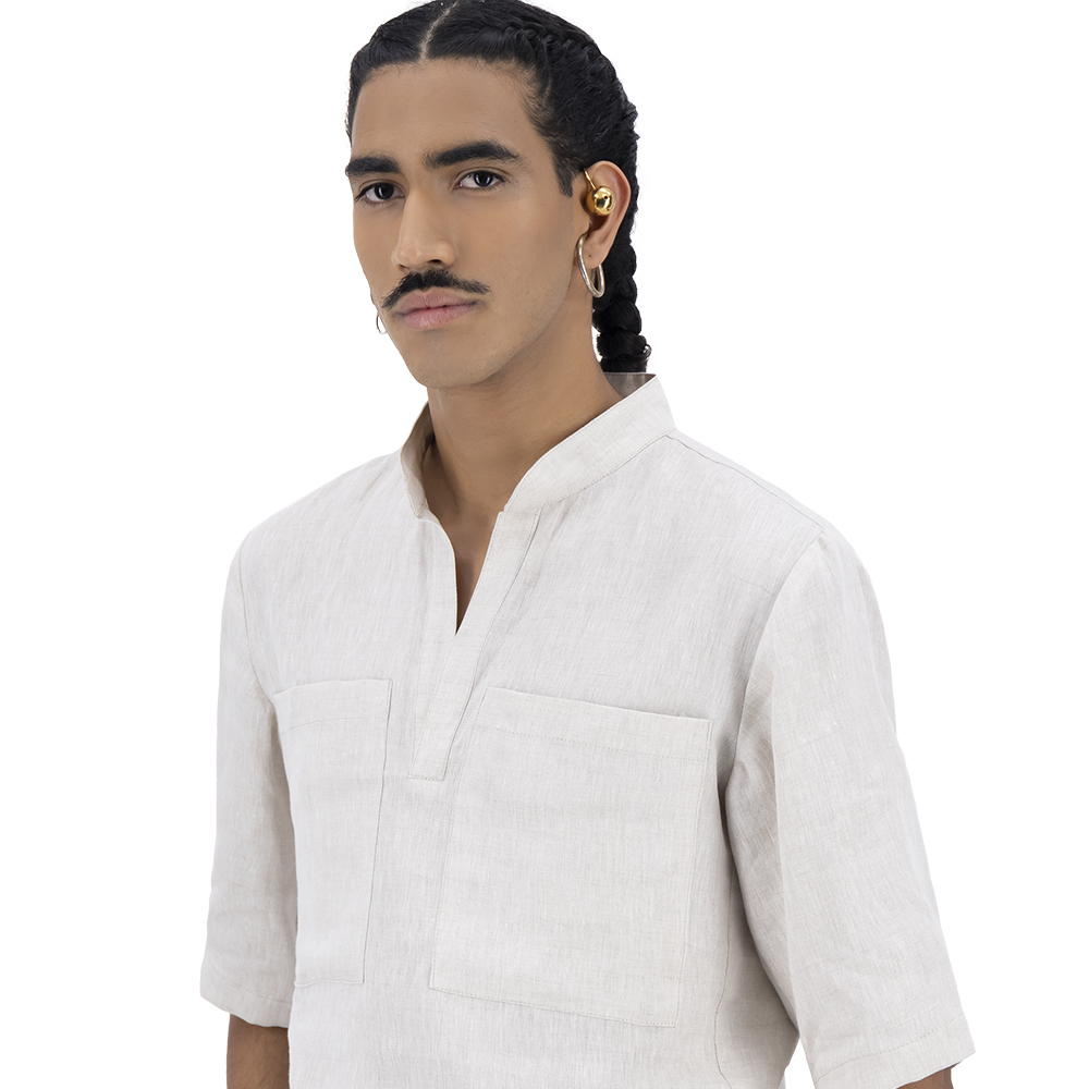 Camisa Merkabá beige lino