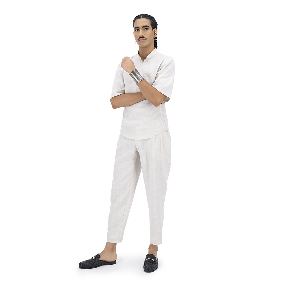Camisa Merkabá beige lino