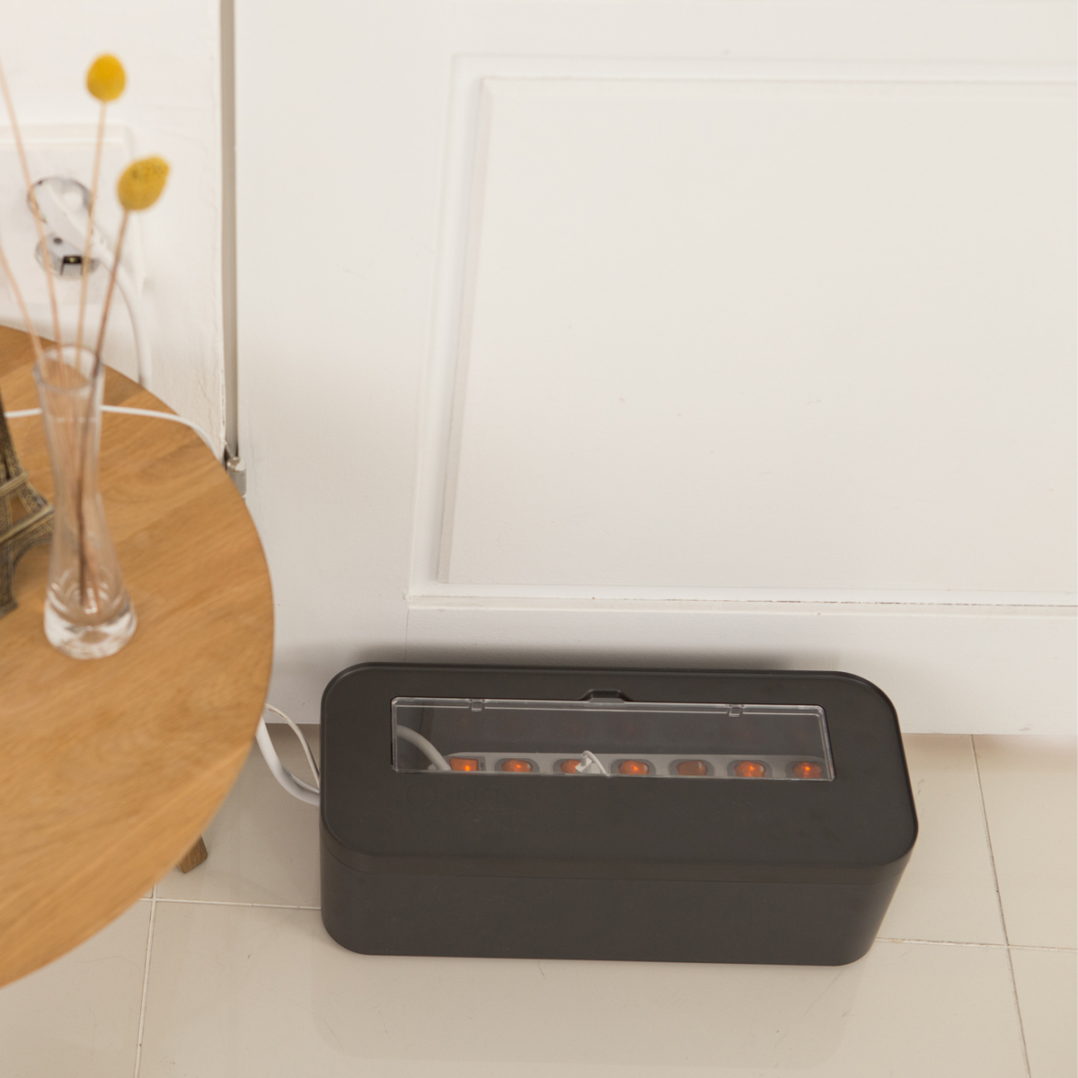 Caja Organizadora Para Ocultar Cables, Negro