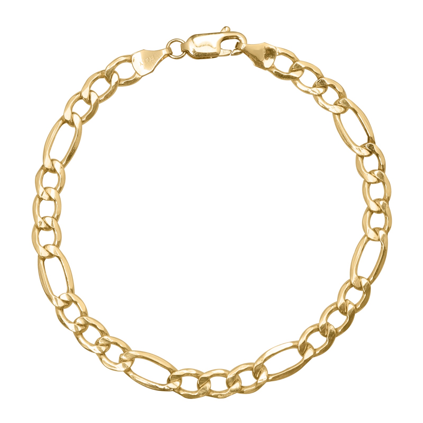 Pulsera 3x1 Figaro Esclava Oro 10k Italiano 18cm - 5.6mm