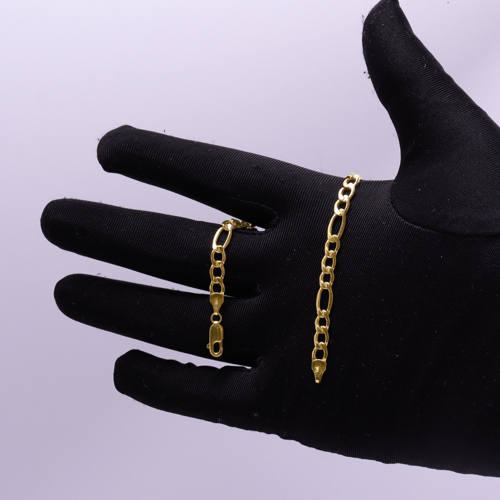 Pulsera 3x1 Figaro Esclava Oro 10k Italiano 18cm - 5.6mm