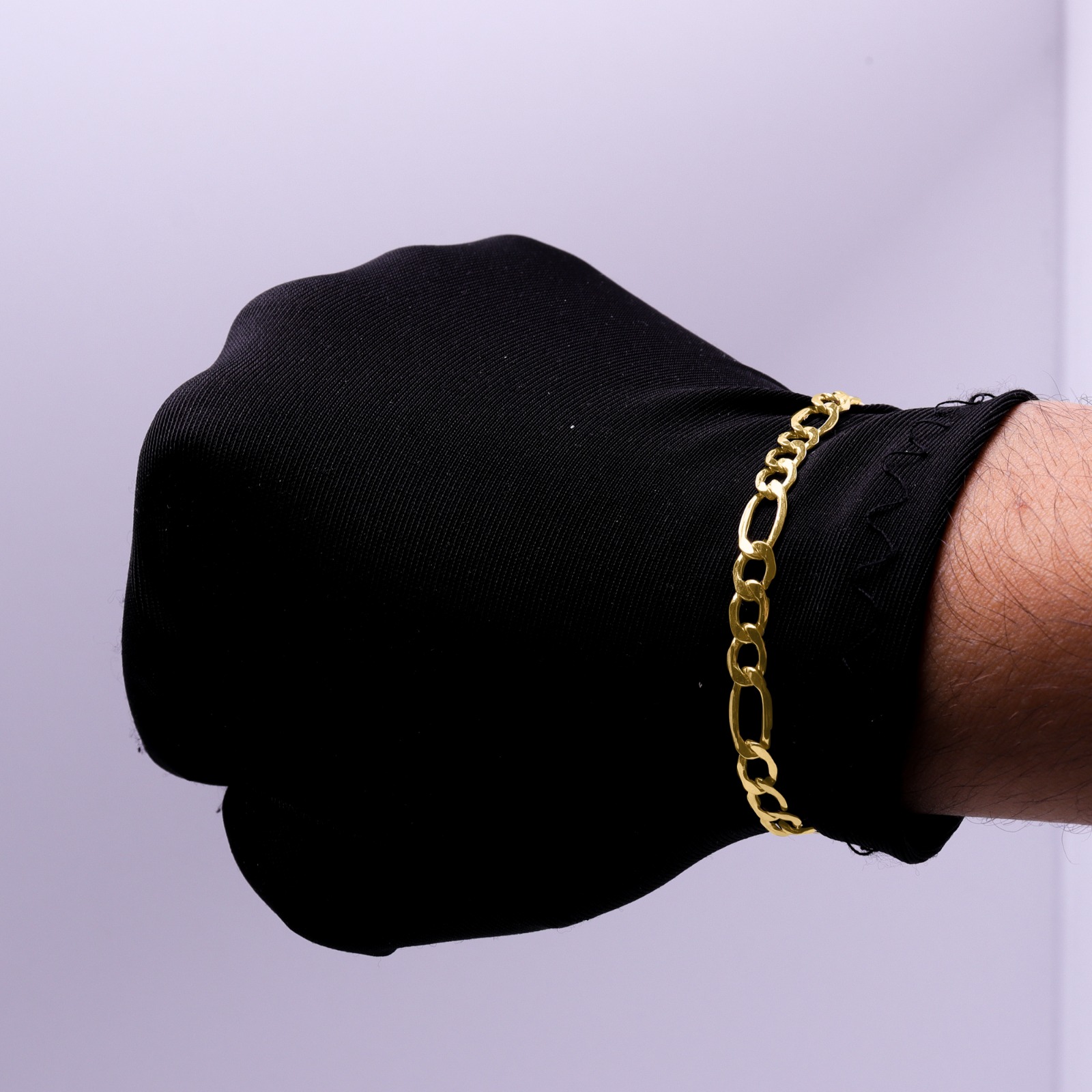 Pulsera 3x1 Figaro Esclava Oro 10k Italiano 18cm - 5.6mm