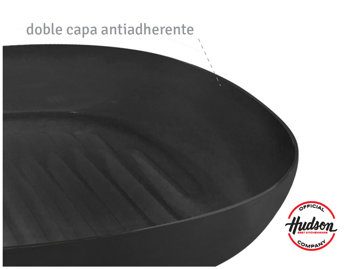 Sartén Plancha Doble Antiadherente 26 Cm Aluminio Negro Huds