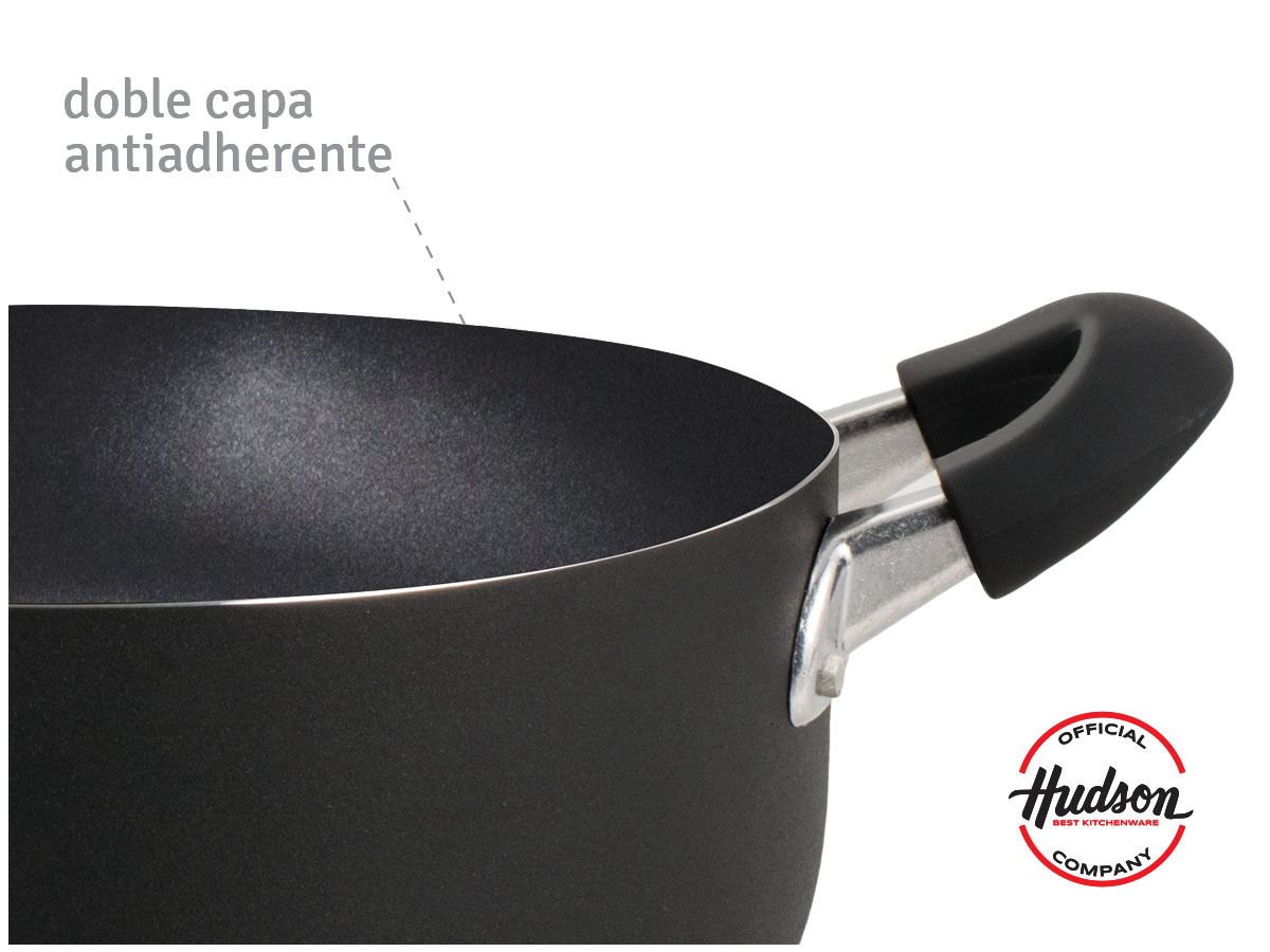 Cacerola 26 Cm Aluminio Negro Antiadherente Tapa Vidrio