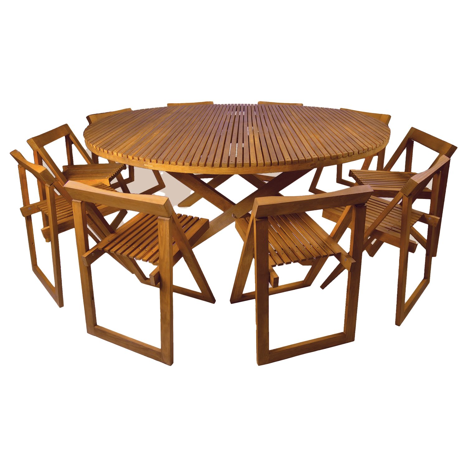 Comedor Redondo Modelo Terraza 10 personas 180diam . Rústico Tratable . Leer Descripción