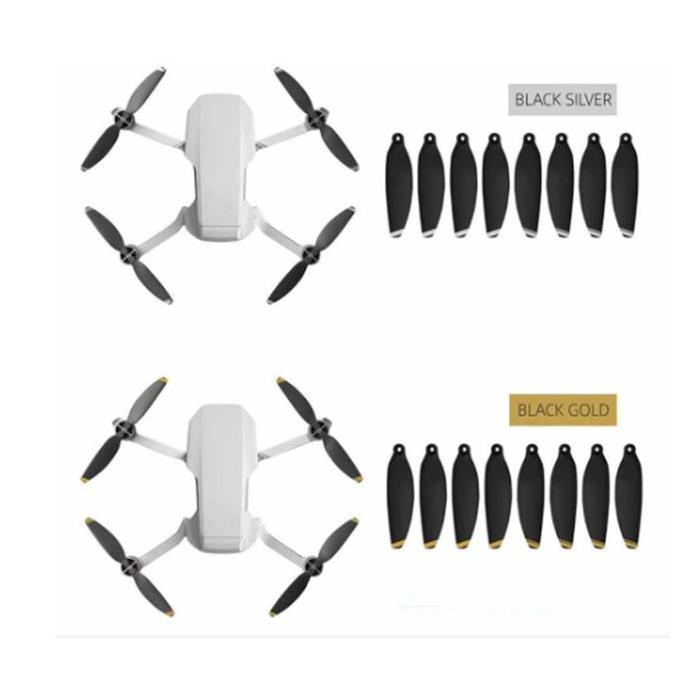 Hélices Fácil de Colocar en Dron, MXMNB-002-5, 8 Hélices, Negro con Plata, Mavic Mini /2/SE, 12 Tornillos, 1 Destornillador, MiniBlack