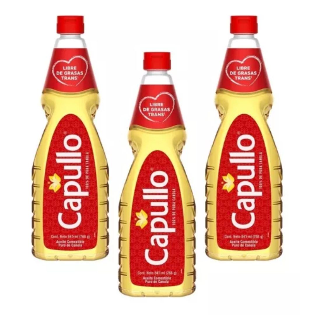 Aceite Capullo De 845 Ml 100% Puro De Canola 3 Piezas
